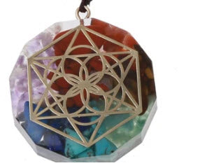 UL-3423 Orgo-Life® Pendentif Orgonite Graine de Vie &amp; Étoile Hexagonale