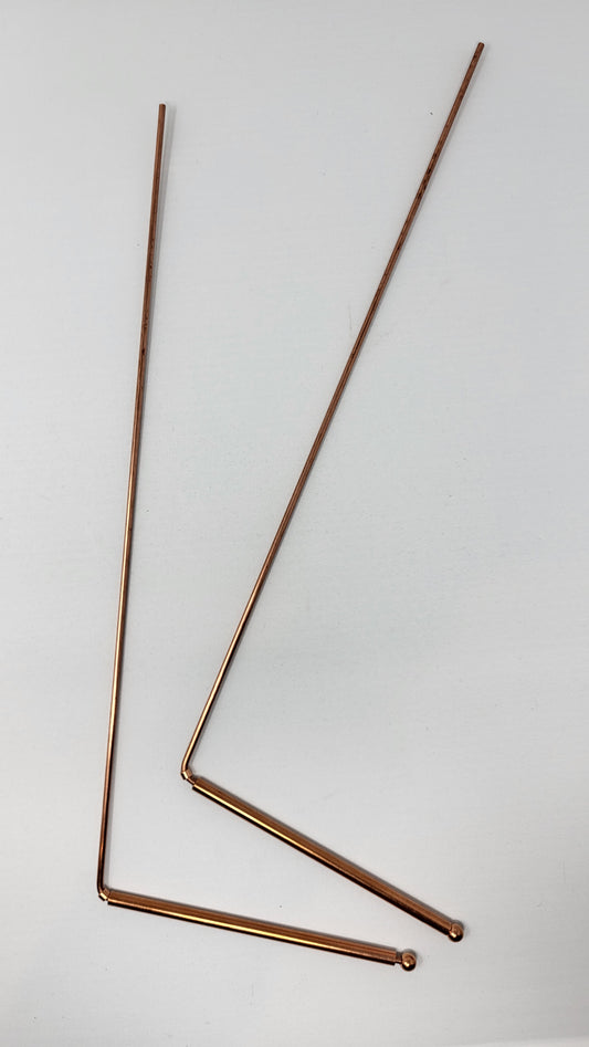 UL-6600 Pure copper Dowsing rods,  with copper handles  / Baguettes de radiesthésie en cuivre pur, avec poignées en cuivre