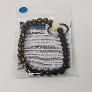 UL-8200 Orgo-Life® Bracelet Tibétain en Onyx Noir avec Bouddha Rieur