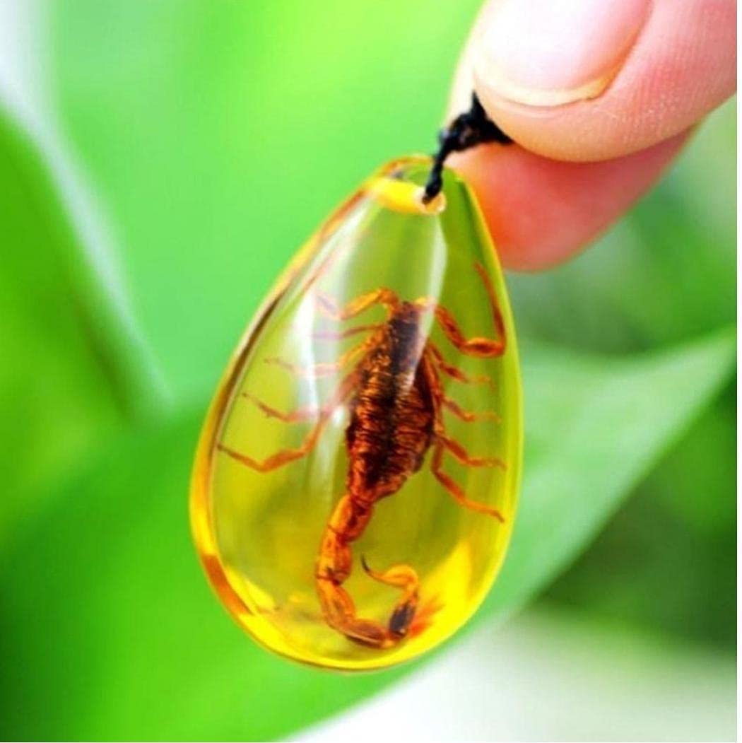 UL-8225 Orgo-Life® Collier Pendentif en Résine Style Ambre avec Inclusion d'Insecte