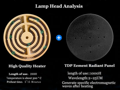 UL-8035  Lampe magnetique therapeutique far infrared, mineral LAMP TDP, 2 tetes sur pieds 500 watts au total