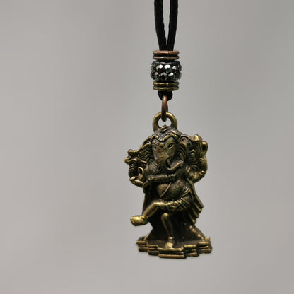UL-8210 Orgo-Life® Collier Pendentif Ajustable Ganesha en Bronze