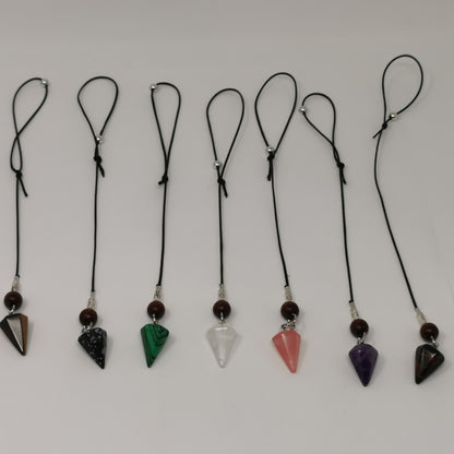 UL-8250  Pendule de radiesthesie sur corde de peau de vache /Dowsing pendulum on cowhide cord