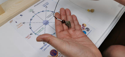 UL-8250  Pendule de radiesthesie sur corde de peau de vache /Dowsing pendulum on cowhide cord
