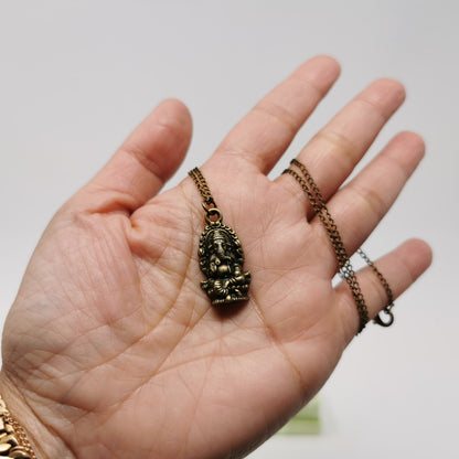 UL-8210 Orgo-Life® Collier Pendentif Ajustable Ganesha en Bronze