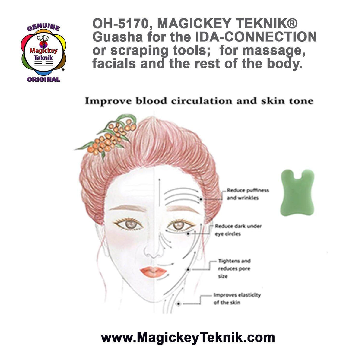 OH-5170 – Natural Jade Gua Sha Tool Magickey Teknik®