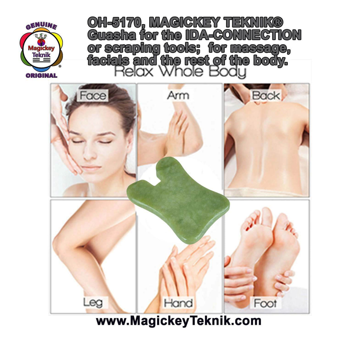 OH-5170 – Natural Jade Gua Sha Tool Magickey Teknik®