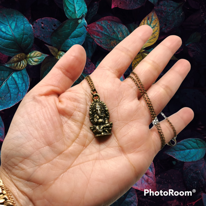 UL-8210 Orgo-Life® Collier Pendentif Ajustable Ganesha en Bronze