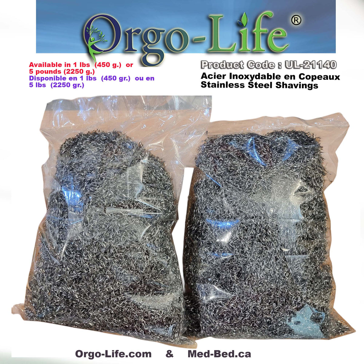 UL-21140 / UL-21145-
Copeaux d’acier inoxydable Orgo-Life® 