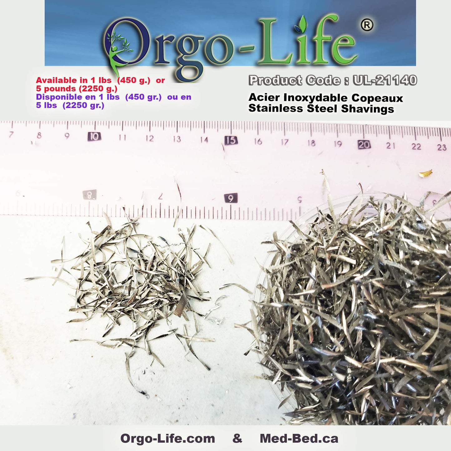 UL-21140 / UL-21145-
Copeaux d’acier inoxydable Orgo-Life® 