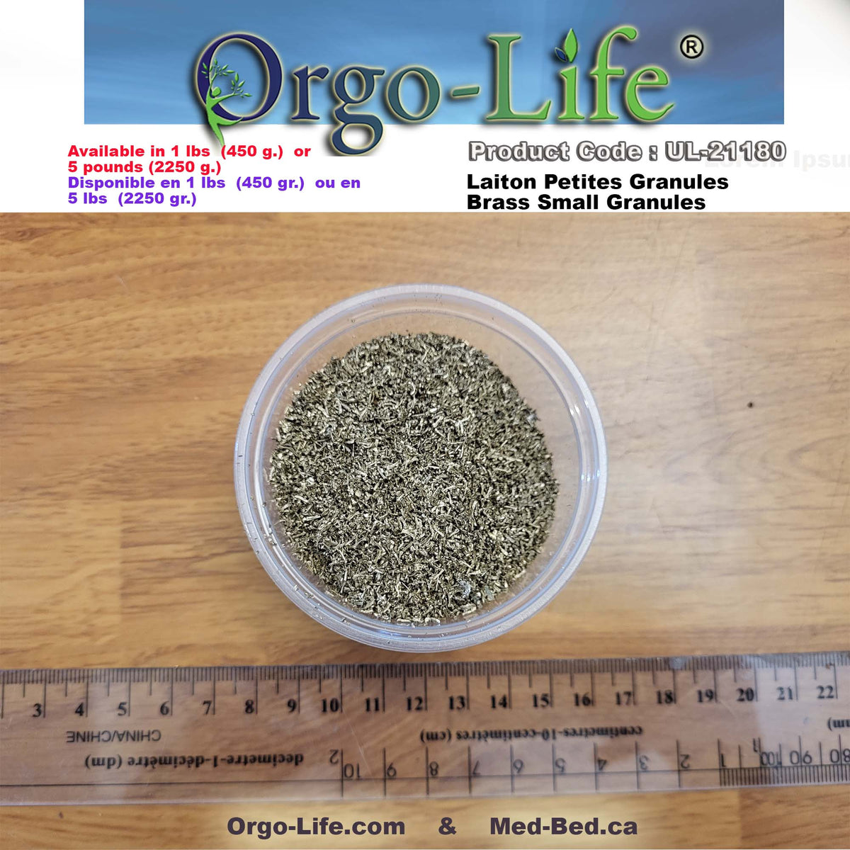 UL-21180-UL-21185 Orgo Life® BRASS SHAVINGS- For Vibrational Crafts, Orgone Artists & all Orgonite Creators around the world