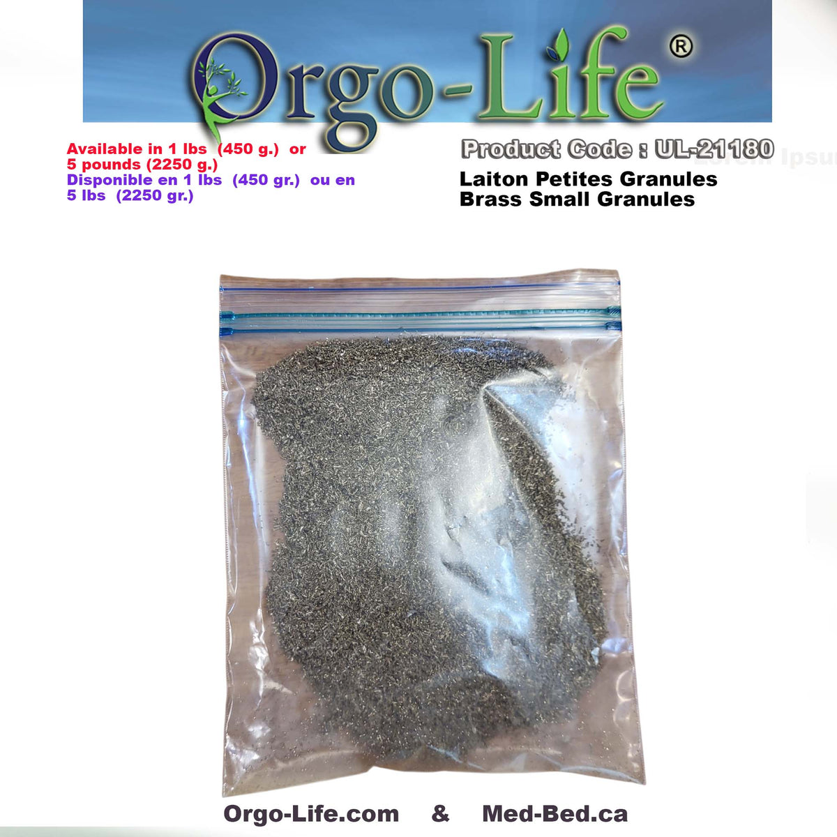 UL-21180-UL-21185 Orgo Life® BRASS SHAVINGS- For Vibrational Crafts, Orgone Artists & all Orgonite Creators around the world